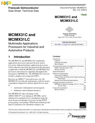 MCIMX31C datasheet cover page