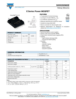 SIHK050N65E datasheet cover page