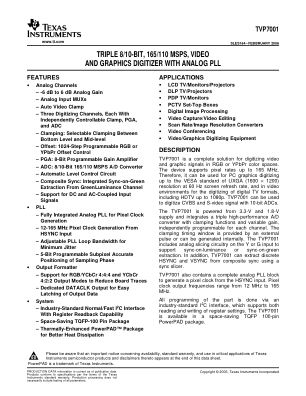 TVP7001 datasheet cover page