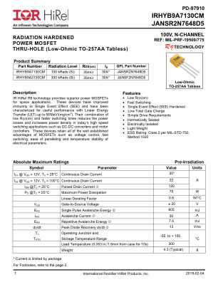 IRHYB9A7130CM datasheet cover page