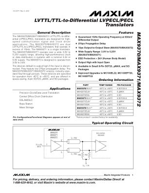 MAX9370 datasheet cover page