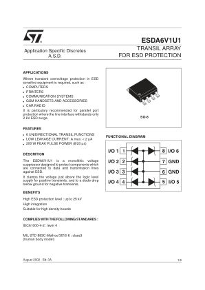 ESDA6V1U1 数据手册首页