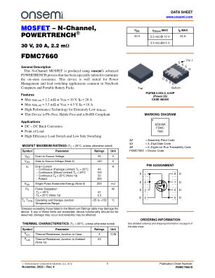FDMC7660 datasheet cover page