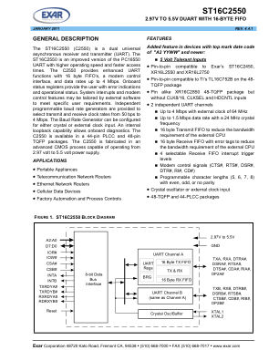 ST16C2550 datasheet cover page