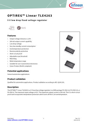 TLE4263 datasheet cover page