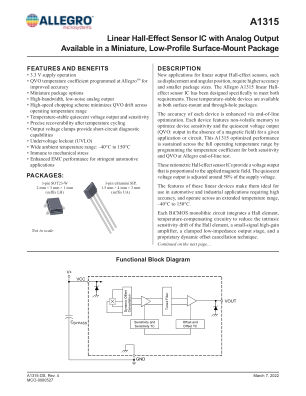 A1315 datasheet cover page
