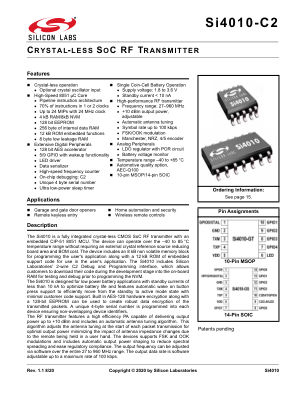 SI4010-C2-GS datasheet cover page