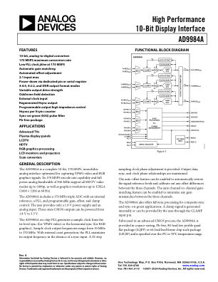 AD9984A 数据手册首页