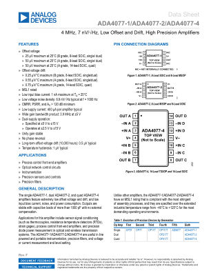 ADA4077-1 datasheet cover page