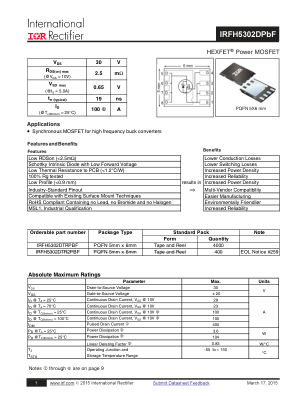 IRFH5302D 数据手册首页