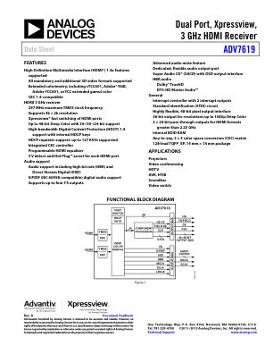 ADV7619 数据手册首页