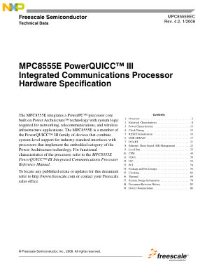 MPC8555EEC 数据手册首页