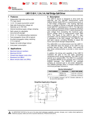 LM5113 datasheet cover page