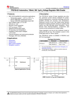 TPS709-Q1 datasheet cover page