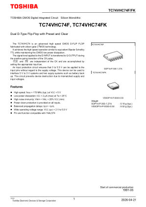 TC74VHC74FK datasheet cover page