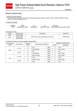UCR10CEVPJL 数据手册首页