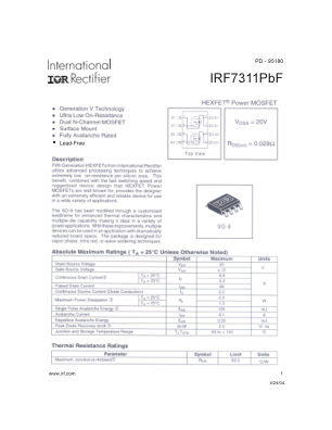 IRF7311 datasheet cover page