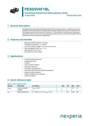PESD5V0F1BL datasheet cover page