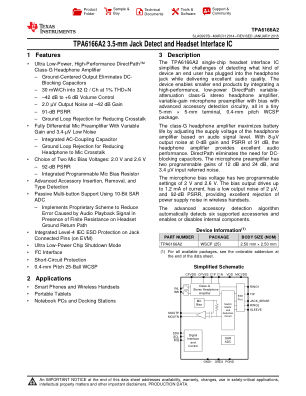 TPA6166A2 datasheet cover page