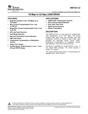 ONET4211LD datasheet cover page