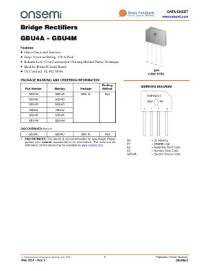 GBU4M datasheet cover page