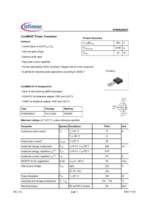 IPI50R299CP 数据手册首页