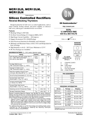MCR12L datasheet cover page