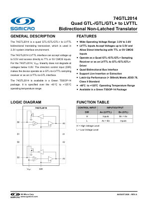 74GTL2014-BRIEF datasheet cover page