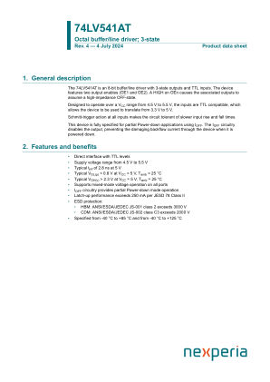 74LV541ATPWJ datasheet cover page