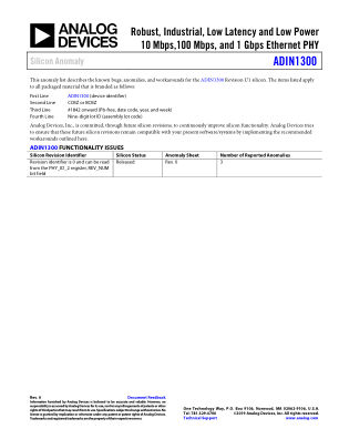 ADIN1300-SILICON-ANOMALY 数据手册首页