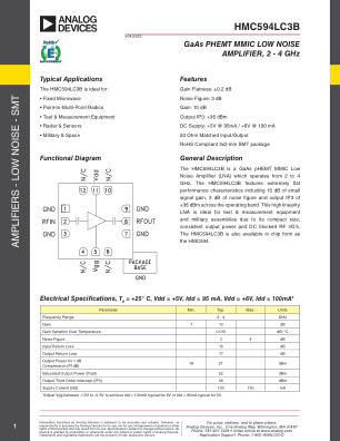 HMC594 datasheet cover page