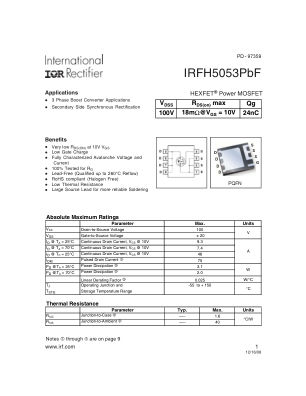 IRFH5053 数据手册首页