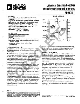 AD2S75 datasheet cover page