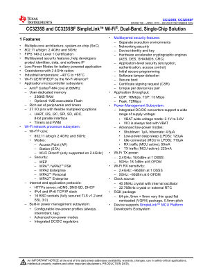 CC3235SF datasheet cover page