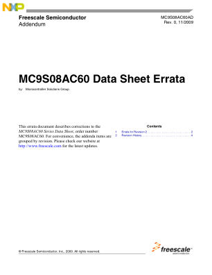 MC9S08AC60AD datasheet cover page