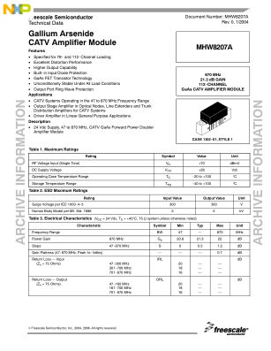 MHW8207A datasheet cover page