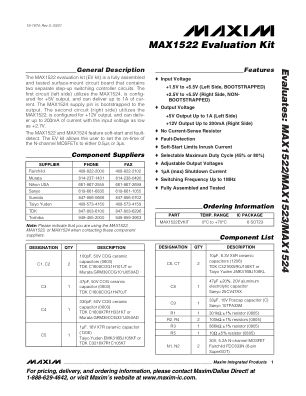 MAX1522 datasheet cover page