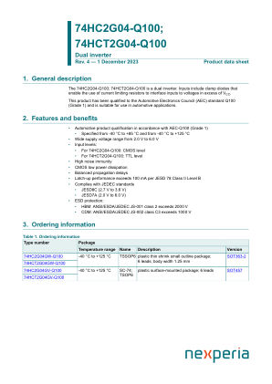 74HCT2G04GV-Q100H datasheet cover page