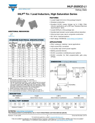 IHLP-2525CZ-L1 数据手册首页