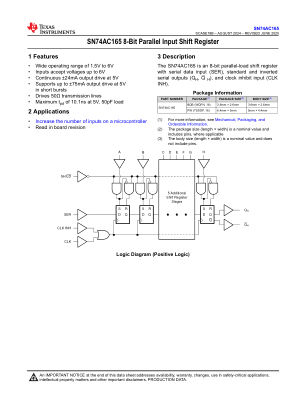 SN74AC165 datasheet cover page