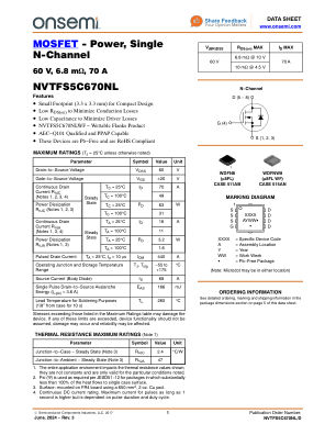 NVTFS5C670NL 数据手册首页
