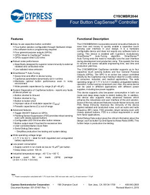 CY8CMBR2044 datasheet cover page