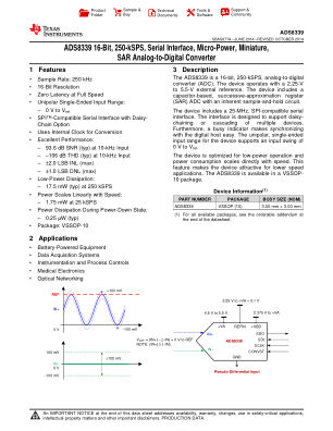 ADS8339 datasheet cover page
