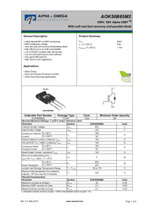 AOK50B65M2 datasheet cover page