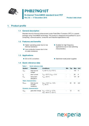 PHB27NQ10T datasheet cover page
