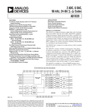 AD1839 datasheet cover page