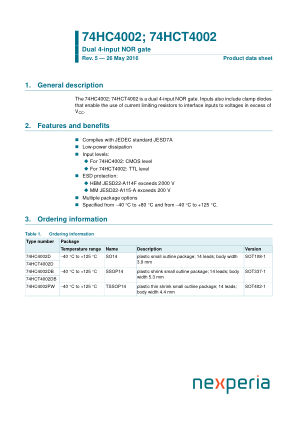 74HC4002DB datasheet cover page