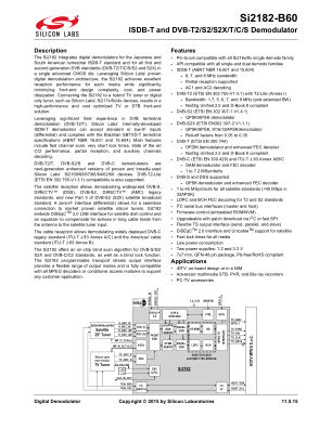 SI2182-B60-GM 数据手册首页