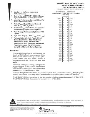 SN74ABT16540A datasheet cover page