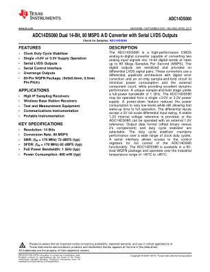 ADC14DS080 datasheet cover page